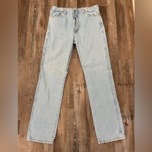 Wrangler Cowboy Cut Original Fit Bleached Blue Jeans. Mens Size 36x34.